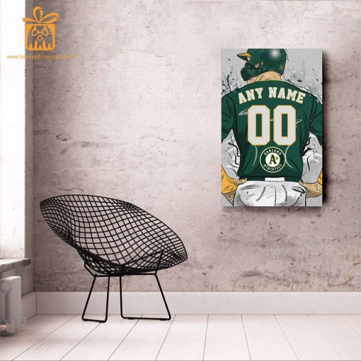 Custom Oakland Athletics Jersey MLB Wall Art, Name and Number Baseball Poster, Perfect Gift for Any Fan