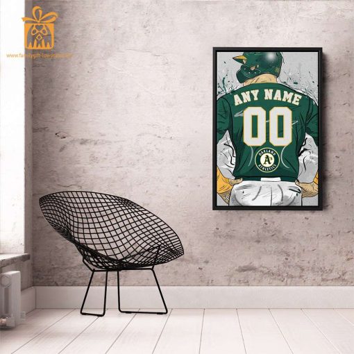 Custom Oakland Athletics Jersey MLB Wall Art, Name and Number Baseball Poster, Perfect Gift for Any Fan