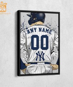 Custom New York Yankees Jersey MLB Wall Art, Name and Number Baseball Poster, Perfect Gift for Any Fan