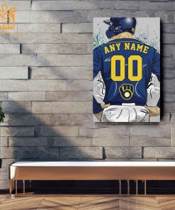 Custom Milwaukee Brewers Jersey MLB Wall Art, Name and Number Baseball Poster, Perfect Gift for Any Fan