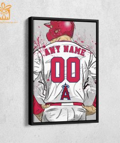 Custom Los Angeles Angels Jersey MLB Wall Art, Name and Number Baseball Poster, Perfect Gift for Any Fan