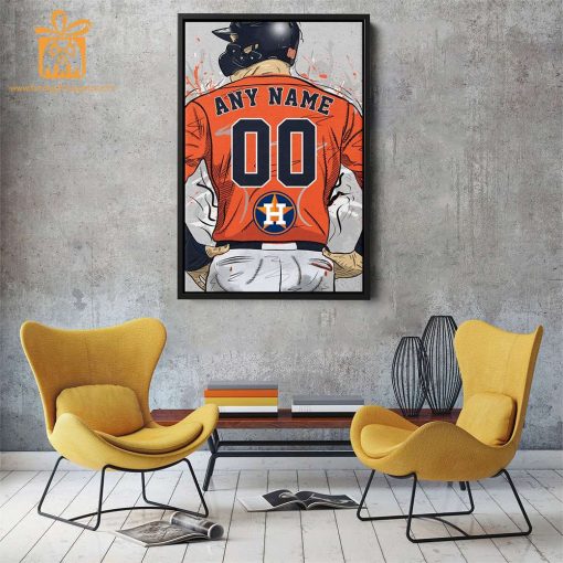 Custom Houston Astros Jersey MLB Wall Art, Name and Number Baseball Poster, Perfect Gift for Any Fan
