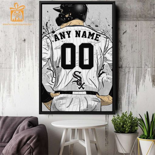 Custom Chicago White Sox Jersey MLB Wall Art, Name and Number Baseball Poster, Perfect Gift for Any Fan