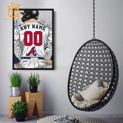 Custom Atlanta Braves Jersey MLB Wall Art, Name and Number Baseball Poster, Perfect Gift for Any Fan