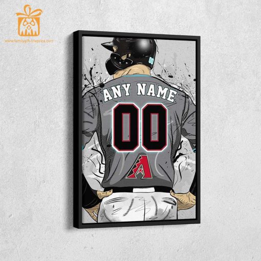 Custom Arizona Diamondbacks Jersey MLB Wall Art, Name and Number Baseball Poster, Perfect Gift for Any Fan