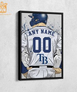 Custom Tampa Bay Rays Jersey MLB Wall Art, Name and Number Baseball Poster, Perfect Gift for Any Fan