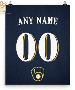 Custom Milwaukee Brewers Jersey Baseball Poster Print - Perfect for Your Man Cave, Home Office, or Game Room