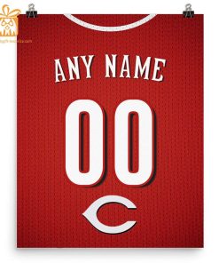 Custom Cincinnati Reds Jersey Poster Print - Perfect for Your Man Cave, Home Office, or Game Room