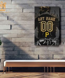 Personalized Pittsburgh Pirates Jersey Neon Poster Wall Art with Name and Number - A Unique Gift for Any Fan