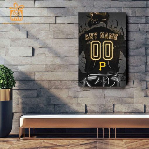 Personalized Pittsburgh Pirates Jersey Neon Poster Wall Art with Name and Number – A Unique Gift for Any Fan