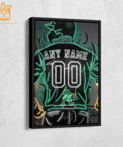 Personalized Oakland Athletics Jersey Neon Poster Wall Art with Name and Number – A Unique Gift for Any Fan