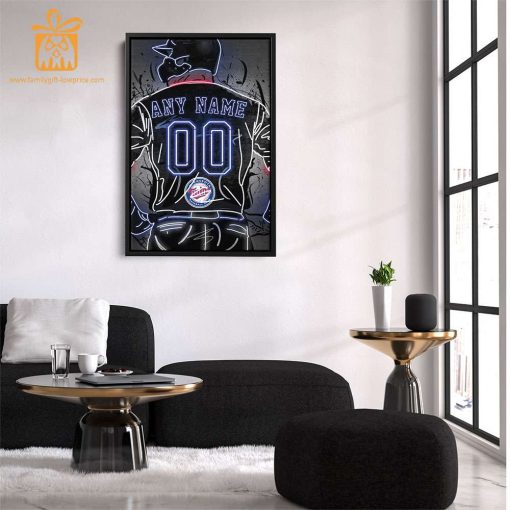 Personalized Minnesota Twins Jersey Neon Poster Wall Art with Name and Number – A Unique Gift for Any Fan