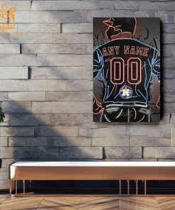 Personalized Houston Astros Jersey Neon Poster Wall Art with Name and Number - A Unique Gift for Any Fan