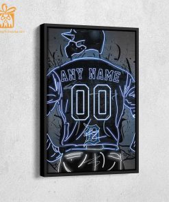 Personalized Detroit Tigers Jersey Neon Poster Wall Art with Name and Number - A Unique Gift for Any Fan