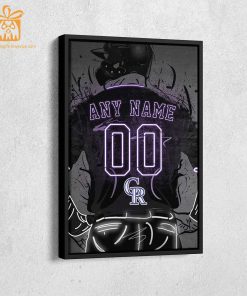 Personalized Colorado Rockies Jersey Neon Poster Wall Art with Name and Number - A Unique Gift for Any Fan