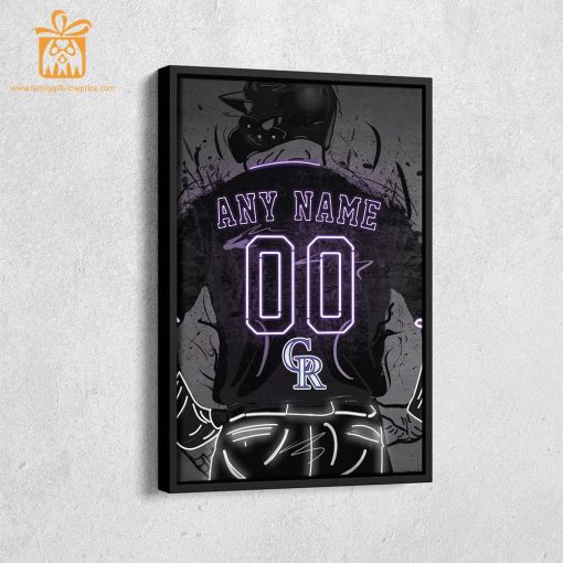 Personalized Colorado Rockies Jersey Neon Poster Wall Art with Name and Number – A Unique Gift for Any Fan