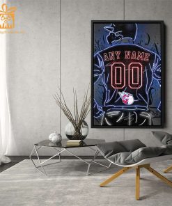 Personalized Cleveland Guardians Jersey Neon Poster Wall Art with Name and Number - A Unique Gift for Any Fan