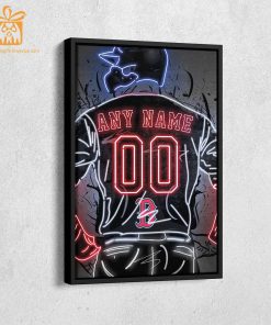 Personalized Boston Red Sox Jersey Neon Poster Wall Art with Name and Number - A Unique Gift for Any Fan