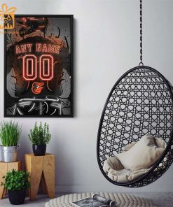 Personalized Baltimore Orioles Jersey Neon Poster Wall Art with Name and Number - A Unique Gift for Any Fan