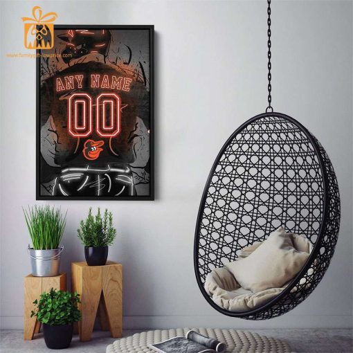 Personalized Baltimore Orioles Jersey Neon Poster Wall Art with Name and Number – A Unique Gift for Any Fan