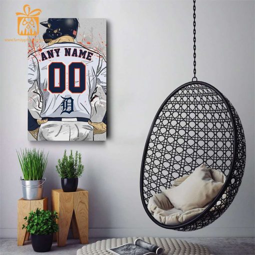 Custom Detroit Tigers Jersey MLB Wall Art, Name and Number Baseball Poster, Perfect Gift for Any Fan