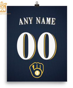 Custom Milwaukee Brewers Jersey Baseball Poster Print - Perfect for Your Man Cave, Home Office, or Game Room