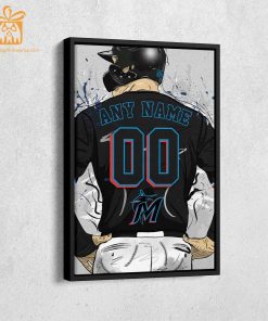 Custom Miami Marlins Jersey MLB Wall Art, Name and Number Baseball Poster, Perfect Gift for Any Fan