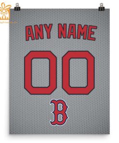 Custom Boston Red Sox Jersey Poster Print - Perfect for Your Man Cave, Home Office, or Game Room
