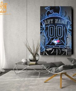 Personalized Toronto Blue Jays Jersey Neon Poster Wall Art with Name and Number – A Unique Gift for Any Fan