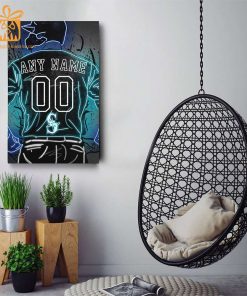Personalized Seattle Mariners Jersey Neon Poster Wall Art with Name and Number – A Unique Gift for Any Fan