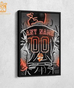 Personalized San Francisco Giants Jersey Neon Poster Wall Art with Name and Number - A Unique Gift for Any Fan