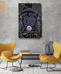 Personalized New York Mets Jersey Neon Poster Wall Art with Name and Number – A Unique Gift for Any Fan