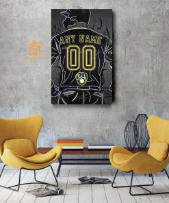 Personalized Milwaukee Brewers Jersey Neon Poster Wall Art with Name and Number – A Unique Gift for Any Fan