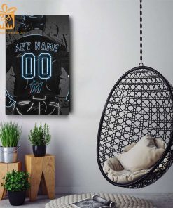 Personalized Miami Marlins Jersey Neon Poster Wall Art with Name and Number – A Unique Gift for Any Fan