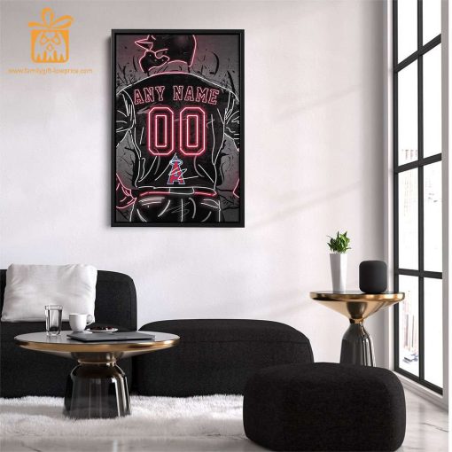 Personalized Los Angeles Angels Jersey Neon Poster Wall Art with Name and Number – A Unique Gift for Any Fan