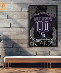 Personalized Colorado Rockies Jersey Neon Poster Wall Art with Name and Number - A Unique Gift for Any Fan