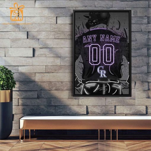 Personalized Colorado Rockies Jersey Neon Poster Wall Art with Name and Number – A Unique Gift for Any Fan