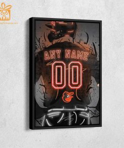Personalized Baltimore Orioles Jersey Neon Poster Wall Art with Name and Number – A Unique Gift for Any Fan