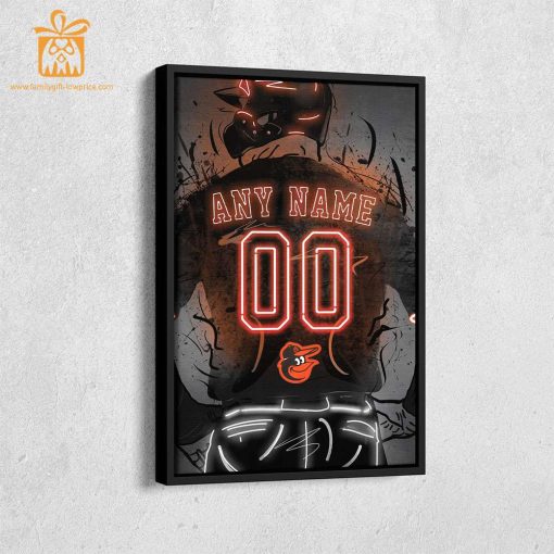 Personalized Baltimore Orioles Jersey Neon Poster Wall Art with Name and Number – A Unique Gift for Any Fan