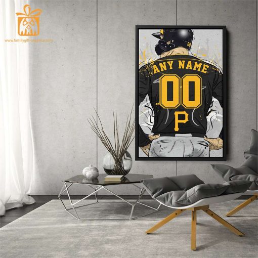 Custom Pittsburgh Pirates Jersey MLB Wall Art, Name and Number Baseball Poster, Perfect Gift for Any Fan