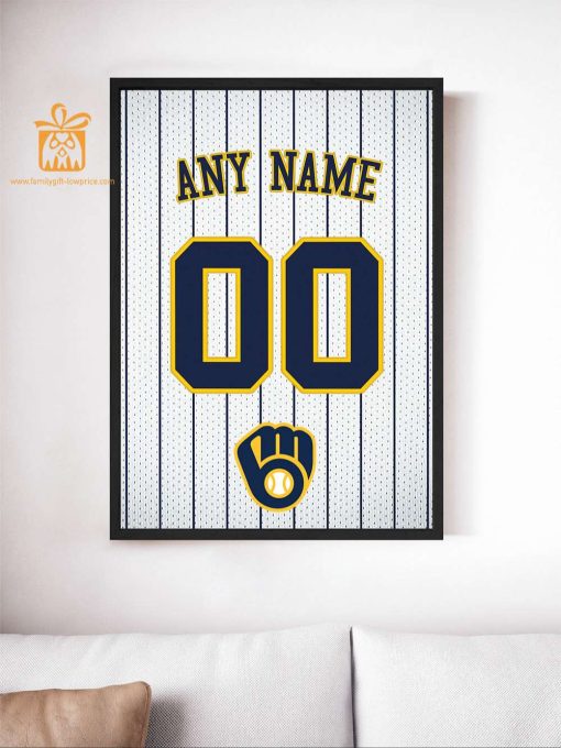 Custom Milwaukee Brewers Jersey Poster Print – Perfect for Your Man Cave, Home Office, or Game Room
