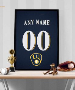Custom Milwaukee Brewers Jersey Baseball Poster Print – Perfect for Your Man Cave, Home Office, or Game Room