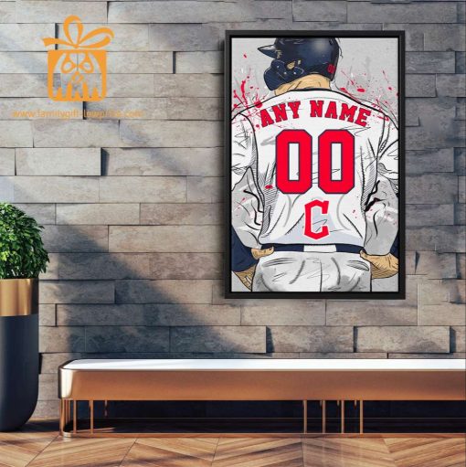 Custom Cleveland Guardians Jersey MLB Wall Art, Name and Number Baseball Poster, Perfect Gift for Any Fan