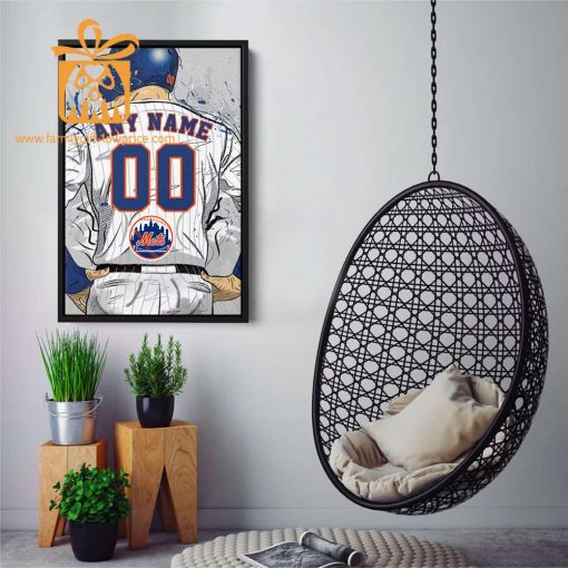 Custom New York Mets Jersey MLB Wall Art, Name and Number Baseball Poster, Perfect Gift for Any Fan