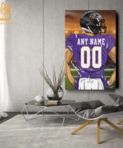 Personalized Baltimore Ravens Jersey Poster Wall Art – Custom NFL Name and Number Jerseys – Perfect Gift for Any Fan