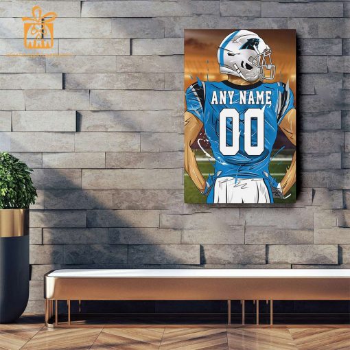 Personalized Carolina Panthers Jersey Poster Wall Art – Custom NFL Name and Number Jerseys – Perfect Gift for Any Fan