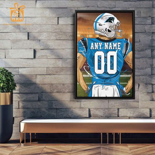 Personalized Carolina Panthers Jersey Poster Wall Art – Custom NFL Name and Number Jerseys – Perfect Gift for Any Fan