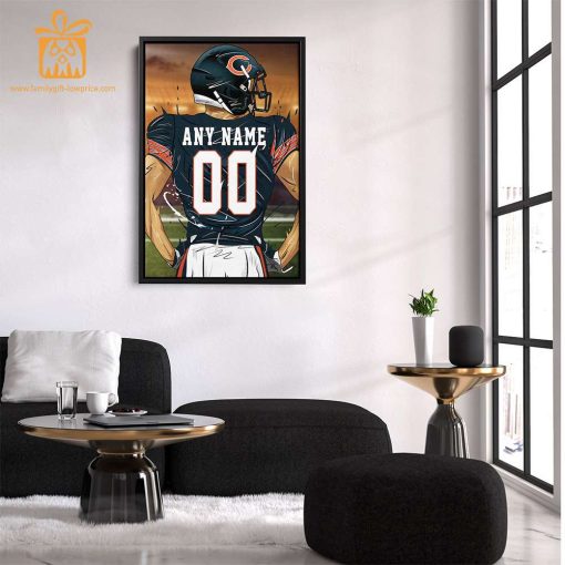 Personalized Chicago Bears Jersey Poster Wall Art – Custom NFL Name and Number Jerseys – Perfect Gift for Any Fan