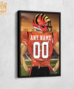 Personalized Cincinnati Bengals Jersey Poster Wall Art - Custom NFL Name and Number Jerseys - Perfect Gift for Any Fan