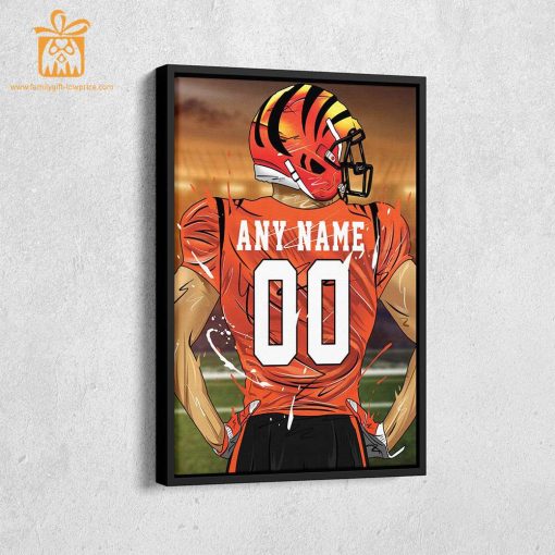 Personalized Cincinnati Bengals Jersey Poster Wall Art – Custom NFL Name and Number Jerseys – Perfect Gift for Any Fan